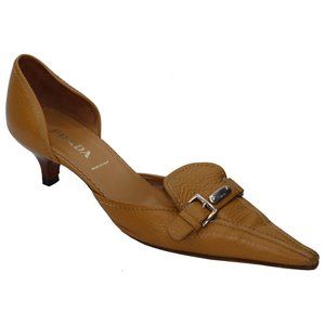 PRADA Light Brown D'Orsay Heels w/ Protective French Topy Soles - New Heels